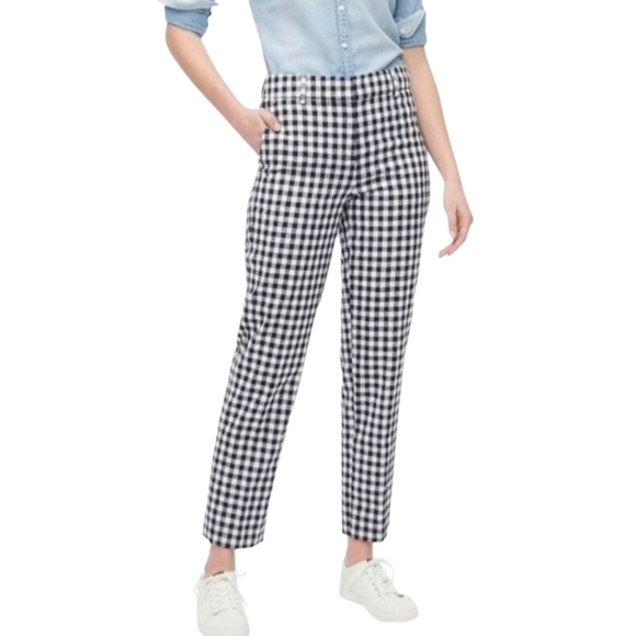 J. Crew Mattie Navy and White Gingham Ankle Pants - Picture 1 of 8